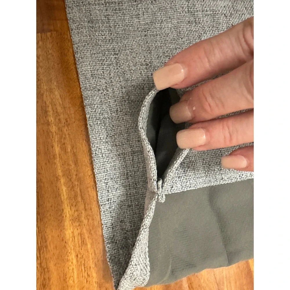 Light Gray Textured Blackout Curtain Panels Set of 2 Rod Pocket 26x61 Linen Look